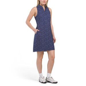 PETER MILLAR Navy Carner Tossed Paisley Sleeveless Sport Mini Dress